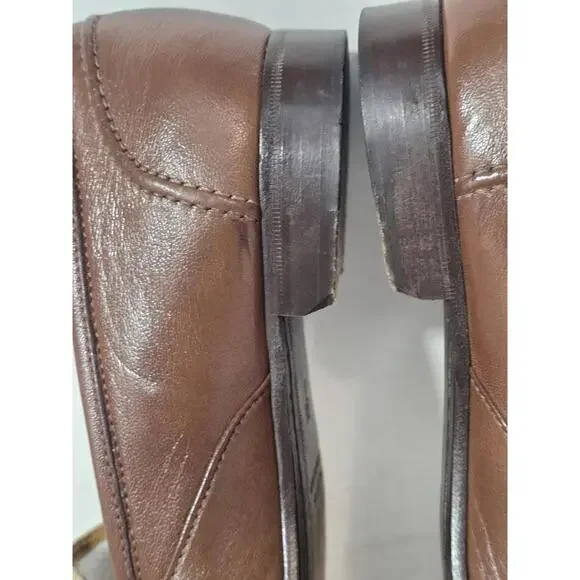 zelli penny loafers creme brown shoes slip on mens 9.5 M